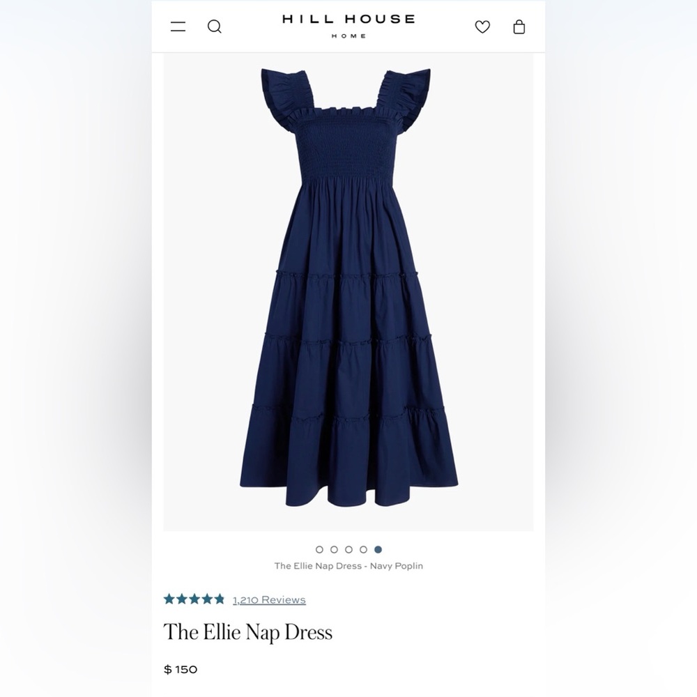 Hill House Navy Midi Dress with Ruffled Sleeves